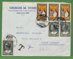 Ad0958 - GREECE - Postal History -   COVER To ITALY 1959 - TAXED! - Lettres & Documents