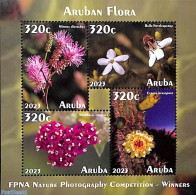 Aruba 2024 Flora 4v M/s, Mint NH, Nature - Cacti - Flowers & Plants - Cactus