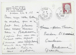 FRANCE N° 1263 CARTE C. PERLE LESCUN 24.8.1962 BASSES PYRENEES - Manual Postmarks