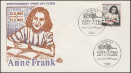 1013 Anne Frank Auf Schmuck-FDC ESSt Bonn 50. Geburtstgag 17.5.1979 - Brieven En Documenten