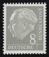 182 YI Heuss 8 Pf Liegendes Wasserzeichen, Type I ** Postfrisch - Unused Stamps