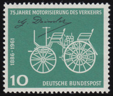 363v Motorisierung 10 Pf Gottlieb Daimler, Geriffelte Gummierung, ** - Unused Stamps