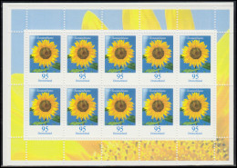 2434 Blumen 95 Cent Sonnenblume - Zehnerbogen Im Blister ** Postfrisch - Ongebruikt