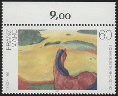 1617 Deutsche Malerei 60 Pf Marc ** Oberrand - Unused Stamps