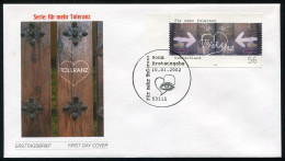 2235 Kampagne Für Mehr Toleranz, Ersttagsbrief FDC Bonn 10.1.2002 - Lettres & Documents