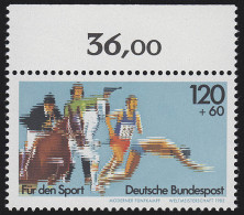 1173 Moderner Fünfkampf 120+60 Pf ** Oberrand - Unused Stamps