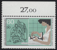 1316 Jugend Zahntechniker 60+30 Pf ** Oberrand - Unused Stamps