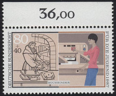 1318 Jugend Buchbinder 80+40 Pf ** Oberrand - Unused Stamps
