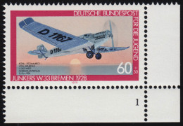 1007 Jugend Luftfahrt Junkers 60+30 Pf ** FN1 - Ongebruikt
