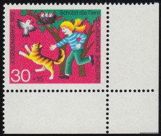 713 Jugend Tierschutz 30+15 Pf Vögel ** Ecke U.r. - Unused Stamps