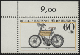 1169 Jugend Motorräder NSU 60+30 Pf ** Ecke O.l. - Unused Stamps
