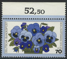 907 Blumen 70+35 Pf Stiefmütterchen ** Oberrand - Unused Stamps