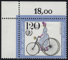 1245 Jugend Historische Fahrräder 120+60 Pf ** Ecke O.l. - Unused Stamps