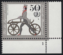 1242 Jugend Historische Fahrräder 50+20 Pf ** FN1 - Unused Stamps