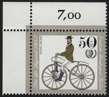 1242 Jugend Historische Fahrräder 50+20 Pf ** Ecke O.l. - Unused Stamps