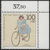 1500 Sporthilfe 100+50 Pf Radfahren ** Ecke O.r. - Unused Stamps
