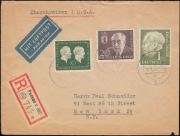 194 Frühe Heuss 1 DM Frankatur R-Lp.-Brief USA Mit ZF Ab PASSAU 6.4.54  - Sonstige & Ohne Zuordnung