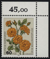 1151 Wohlfahrt Gartenrosen 60+30 Pf ** Ecke O.r. - Unused Stamps
