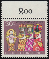 749 Weihnachten 30+15 Pf ** Oberrand - Unused Stamps