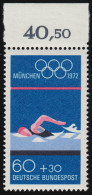 722 Olympische Sommerspiele 60+30 Pf Schwimmen ** Oberrand - Unused Stamps