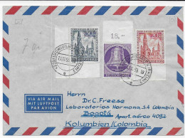 Luftpost Mannheim, 1953 Nach Bogotá, Columbia, Berlin MiNr. 109, Eckrand - Cartas & Documentos