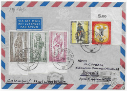 Luftpost 1956, Mannheim Nach Bogotá, Columbia, Eckrand Marke - Cartas & Documentos