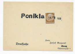 Drucksache Ponikla Nach Graz, 14.10.1939, Kurz Nach Der Dt. Besetzung - Briefe U. Dokumente