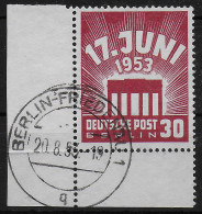 Berlin: MiNr. 111, Eckrand E3, Vorgefaltet, 1953 - Gebruikt