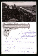 Vorläufer-Lithographie Heidelberg, 1895, Teilansicht Mit Burg Von Der Terrasse  - Heidelberg