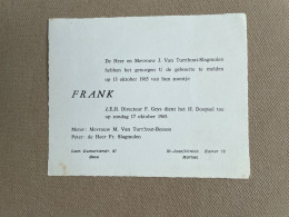 VAN TURNHOUT Frank - °MORTSEL 1965 - SLAGMOLEN - BESSON - Z.E.H. Directeur F. Geys - Hove - Naissance & Baptême