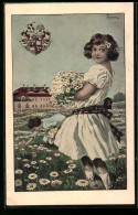 Künstler-AK Zwickau, Margaretentag 1911, Frauen Pflücken Blumen  - Autres & Non Classés