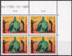 FINNLAND 1981 Mi-Nr. 879 ** MNH Eckrand-Viererblock - Nuevos