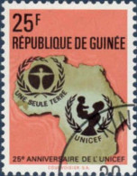 Guinée (Rep) Poste Obl Yv: 487/491 25.Anniversaire De L'Unicef Sauf 491 (Beau Cachet Rond) - Guinee (1958-...)