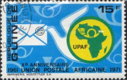 Guinée (Rep) Poste Obl Yv: 466/469 10.Anniversaire De L'Union Postale Africaine (Beau Cachet Rond) - Guinée (1958-...)