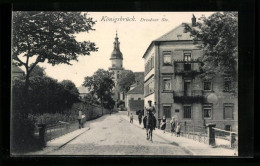 AK Königsbrück, Dresdner Strasse Mit Kirche  - Koenigsbrueck