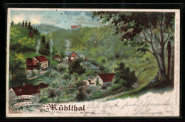 Lithographie Mühlthal B. Starnberg, Gasthaus Guggemos Aus Der Vogelschau  - Starnberg