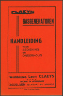 Livret (Zedelgem Station Bij Brugge) - Fabricant CLAEYS (gasgeneratoren, Handleiding) - 1900 – 1949