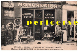 08 Charleville Maison Mongrenier  38 Grande Rue Cycles Armes Phonos Et Disques (rare) - Charleville