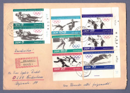 DDR Einschreiben Brief - XI Olympische Winterspiele - Bogenecke Bogenzähler ... - Sassnitz --> BRD Nordenham (DRSN-0047) - Cartas & Documentos