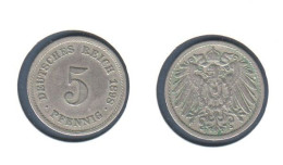 Allemagne  5 Pfennig 1898 F, Type Ll, KM# 11, Deutsches Reich, - 5 Pfennig