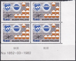 FINNLAND 1982 Mi-Nr. 901 ** MNH Eckrand-Viererblock - Nuevos