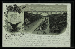 Lithographie Müngsten, Kaiser-Wilhelm-Brücke Mit Passanten  - Autres & Non Classés