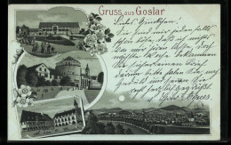Mondschein-Lithographie Goslar, Kaiserpfalz, Hotel Achtermann, Marktplatz, Kaiserworth Und Rathaus  - Goslar