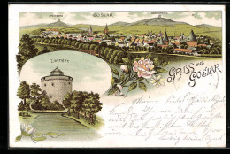 Lithographie Goslar, Zwinger, Ortsansicht, Steinberg  - Goslar