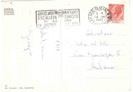 CARTOLINA MESSINA PASSEGGIATA CON ANNULLO TARGHETTA ARRUOLAMENTO VOLONTARIO - 1946-60: Poststempel