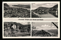 AK Brohl Am Rhein, Schloss Rheineck, Uferpartie, Ortspartie  - Other & Unclassified