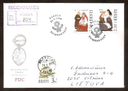 Estonia 1996●National Costumes●●Volkstrachten●Kärdla On Insel Hiiumaa●FDC Complet Set On R-Letter To Lithuania - Estonie