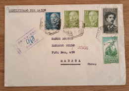 Spain Registered Cover , Ox Stamp Sent To La Habana Cuba - Cartas & Documentos