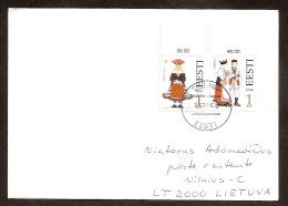 Estonia 1994●National Costumes●●Volkstrachten●Tallinn (day Of Issue)●Complet Set On Letter To Lithuania - Estonie