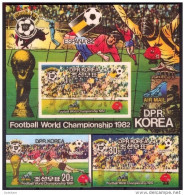 COREE DU NORD - NORTH KOREA 1981  ESPAGNE 1982 WORD CUP, FOOTBALL, 3D 3 Timbres Dont 1 Bloc - Corée Du Nord